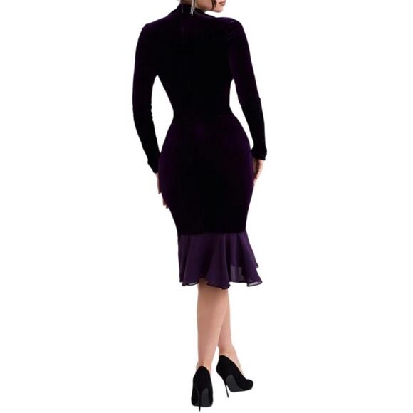 House of CB Dahna Corset Long Sleeve Velvet Dress Dark Purple Womens Size XS - Picture 4 of 5